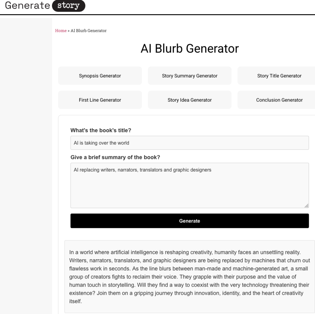 AI Killing Blurb generation