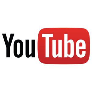 YouTube logo: black wordmark with a red rounded rectangle containing the white'Tube'